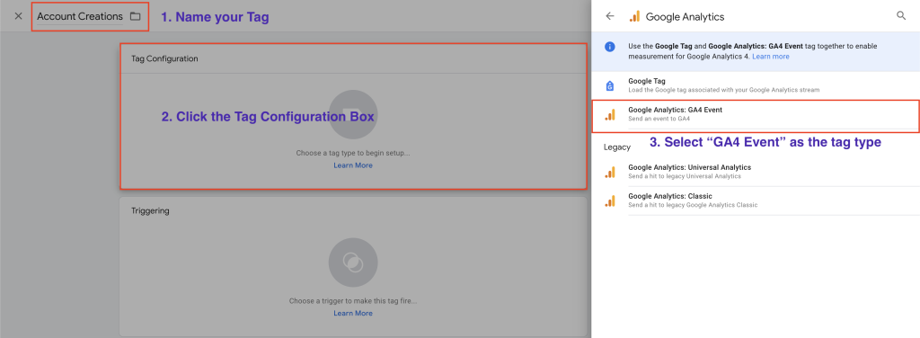 Account Creations with Google Tag Manager