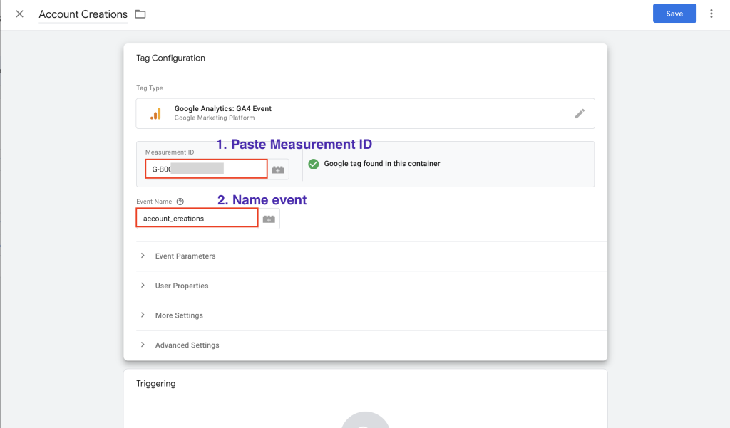 Account Creations with Google Tag Manager