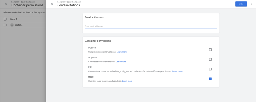 collaborating and user permissions are made easy with google tag manager